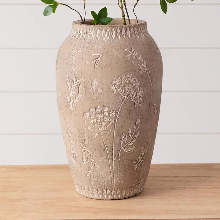 Embossed Botanical Vase