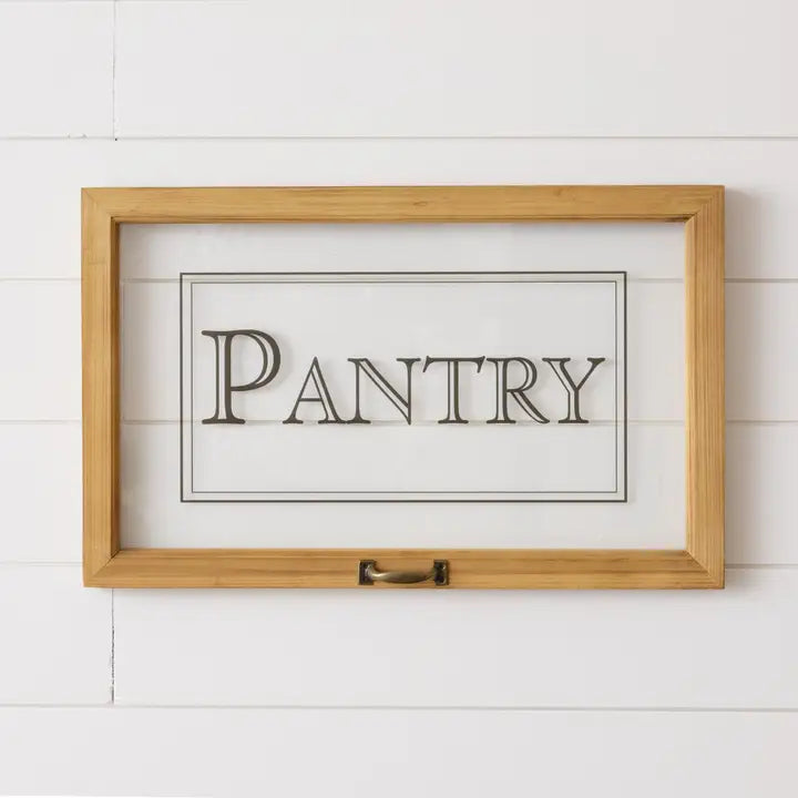 Glass and Wood Frame Pantry Sign