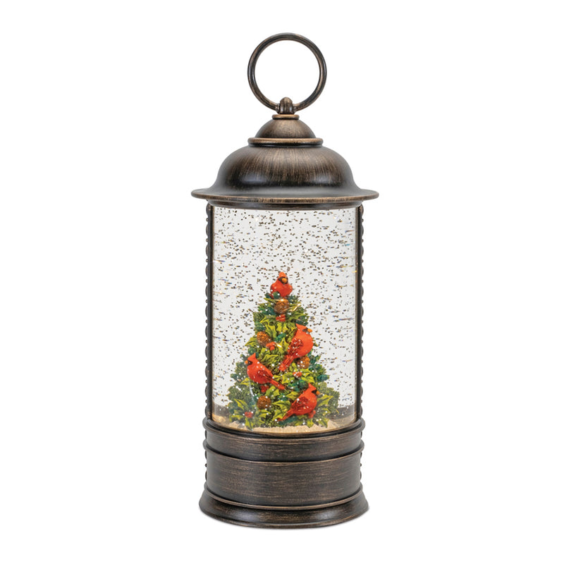 Lighted Water Lantern with Cardinals and Holly