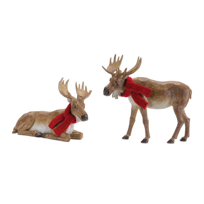 Christmas Moose Figurines Set of 2