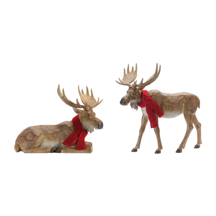 Christmas Moose Figurines Set of 2