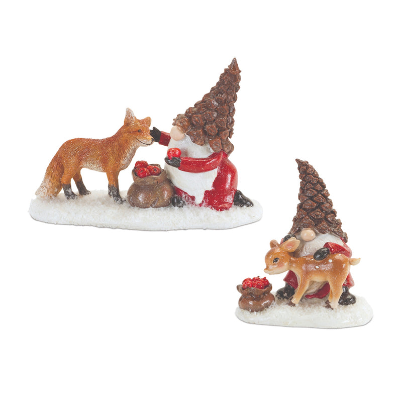 Santa Gnome with Animal Figurine - 2 Styles