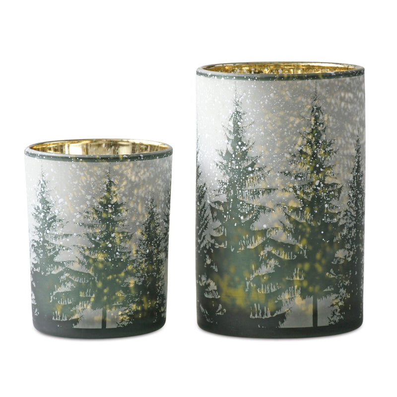 Christmas Winter Forest Candle Holders