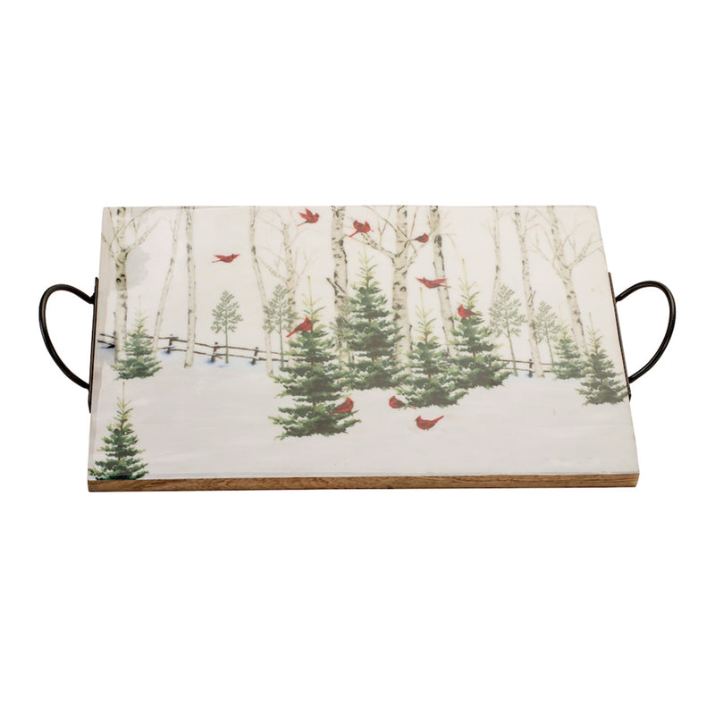 Tray with Winter Forest Pattern