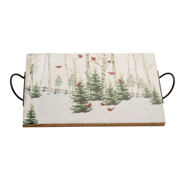 Tray with Winter Forest Pattern