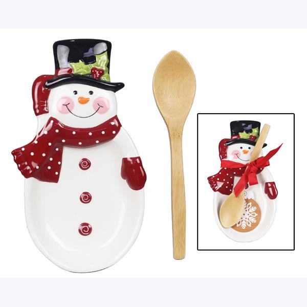 Winter Snowman Spoon Rest with Spoon