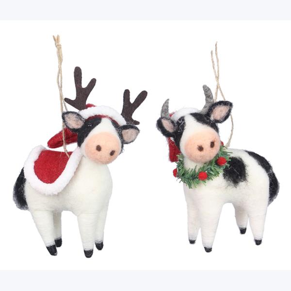 Country Christmas Cow Ornament