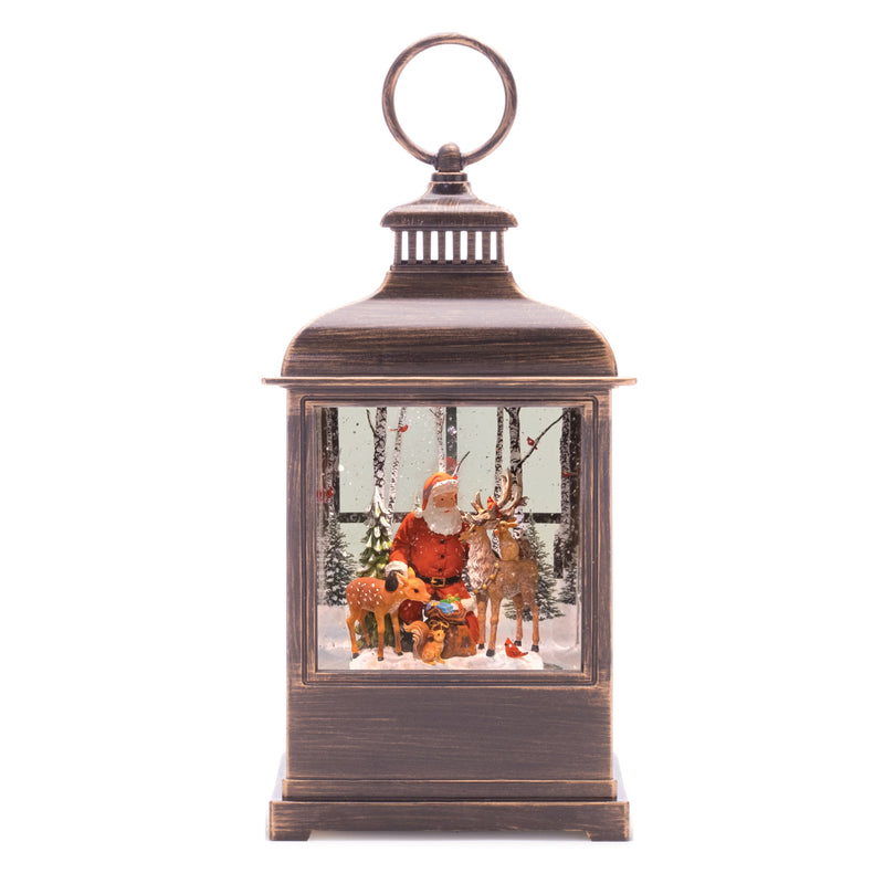 LED Snow Globe Lantern with Santa and Deer