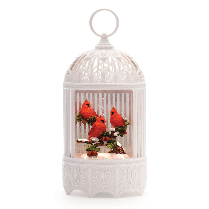 Snow Globe Withe Cardinals Lighted Water Lantern