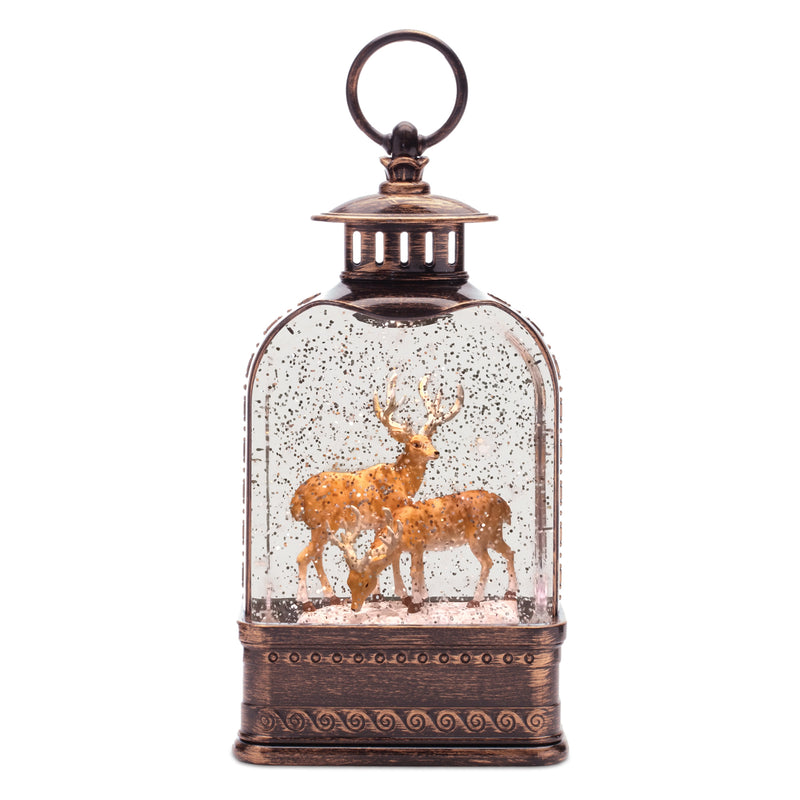 LED Snow Globe Lantern with Deer