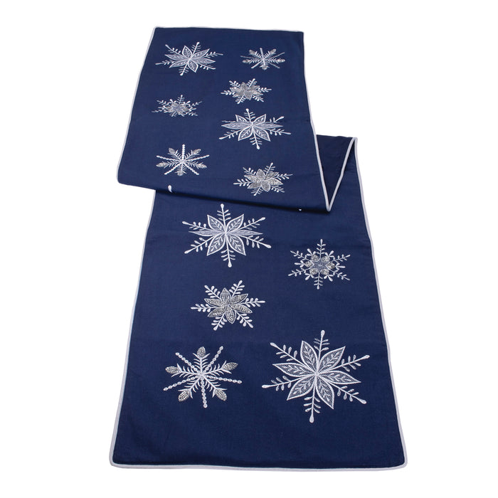 Blue Snowflake Table Runner - 72"