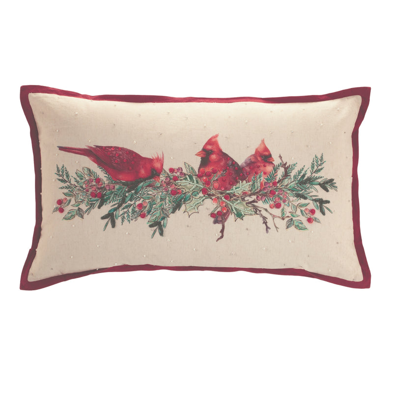 Cardinal and Holly Pillow