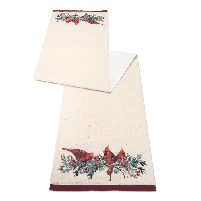 Cardinal and Holly Table Runner - 72"