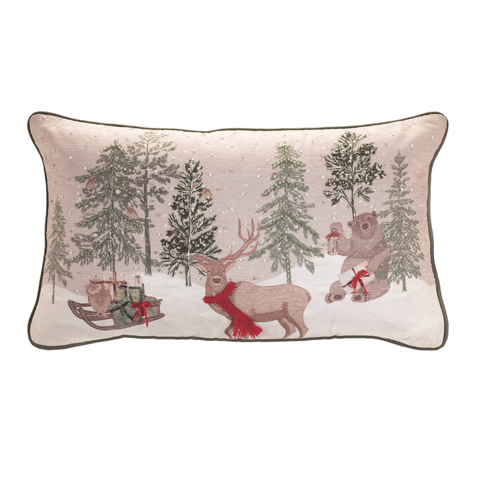 Forest Animals with Sleigh Pillow