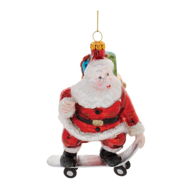 Santa on Skateboard Ornament