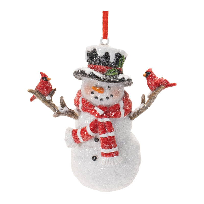 Snowman with Cardinals Ornament