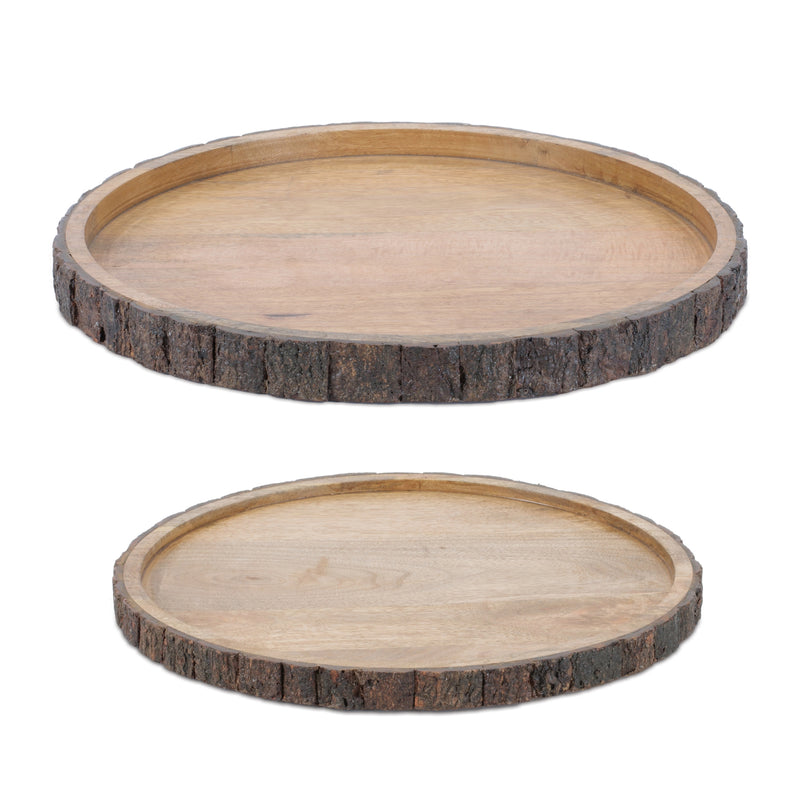 Round Wood Stump Trays