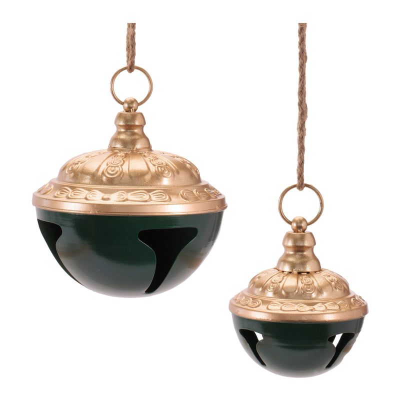 Green and Gold Bell Ornaments