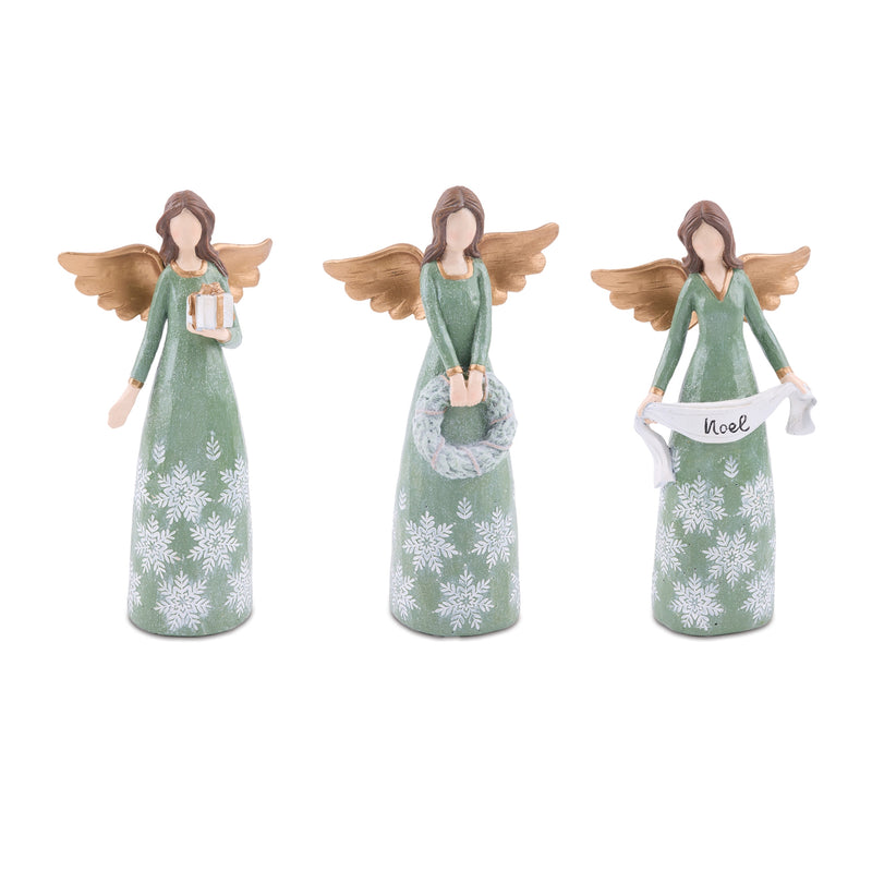 Green Christmas Angel Figurines