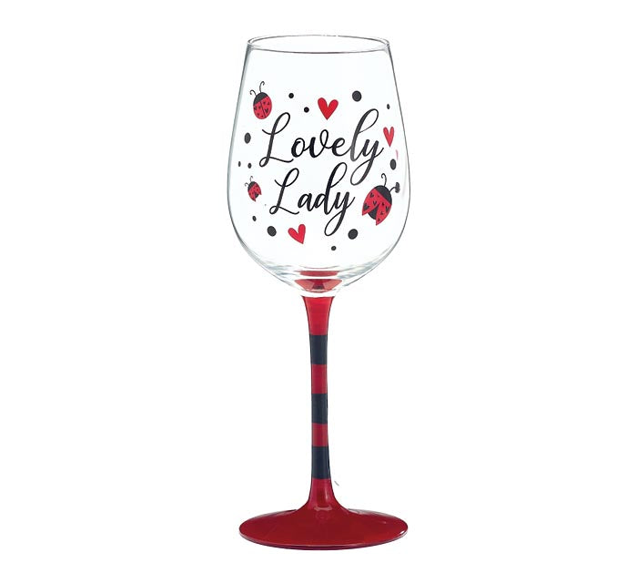 Stemmed Wine Glass Lovely Lady