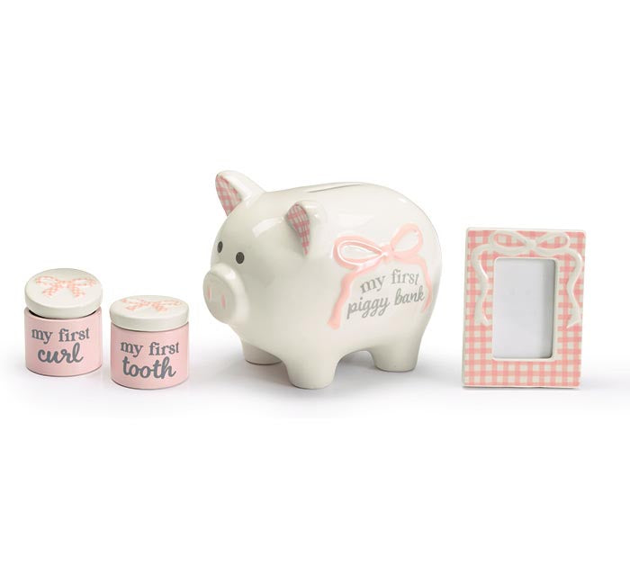 Baby Girl Piggy Bank Gift Set