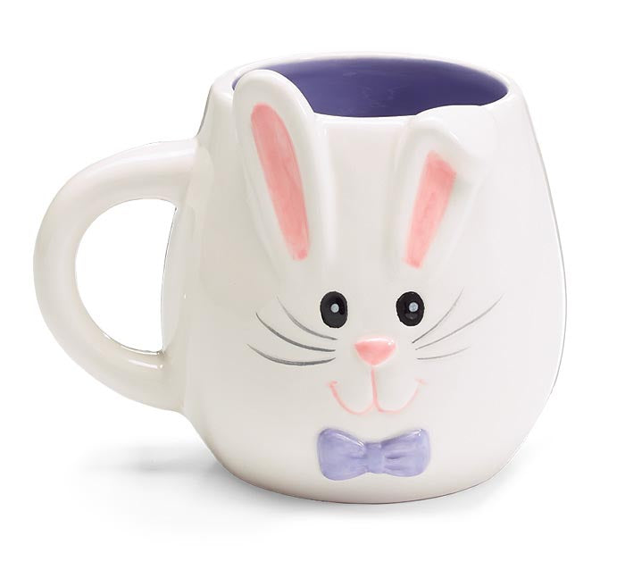 White Bunny with Lavender Tie Mug