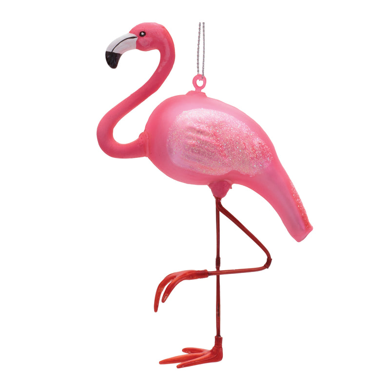 Pink flamingo ornament on a white background