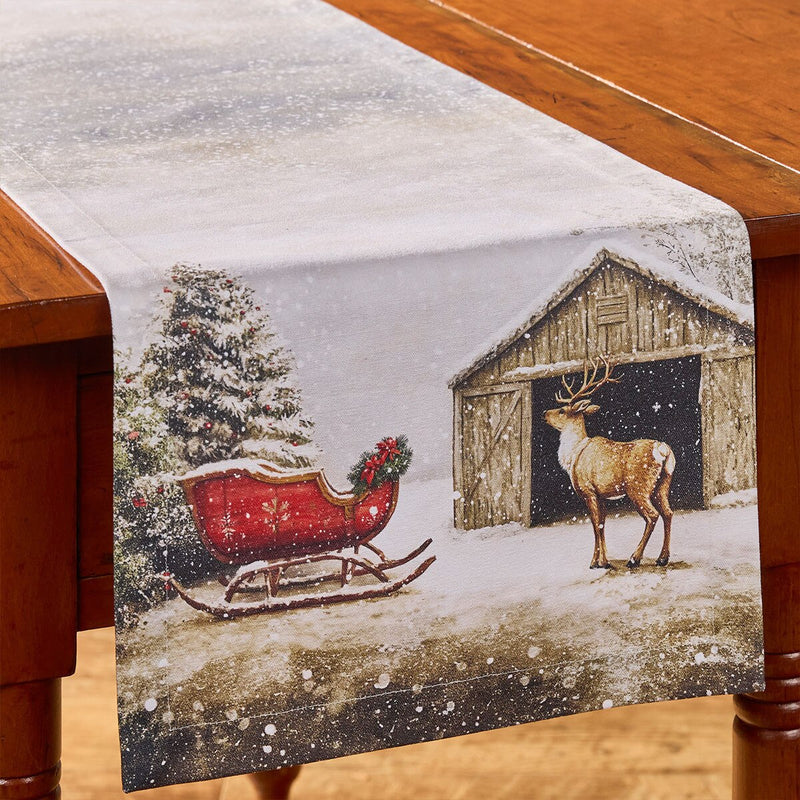 Santa and Reindeer Table Runner - 54"