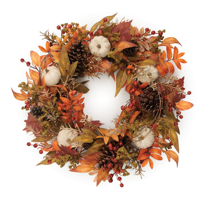 Fall Wreath with Pumpkins - 24"