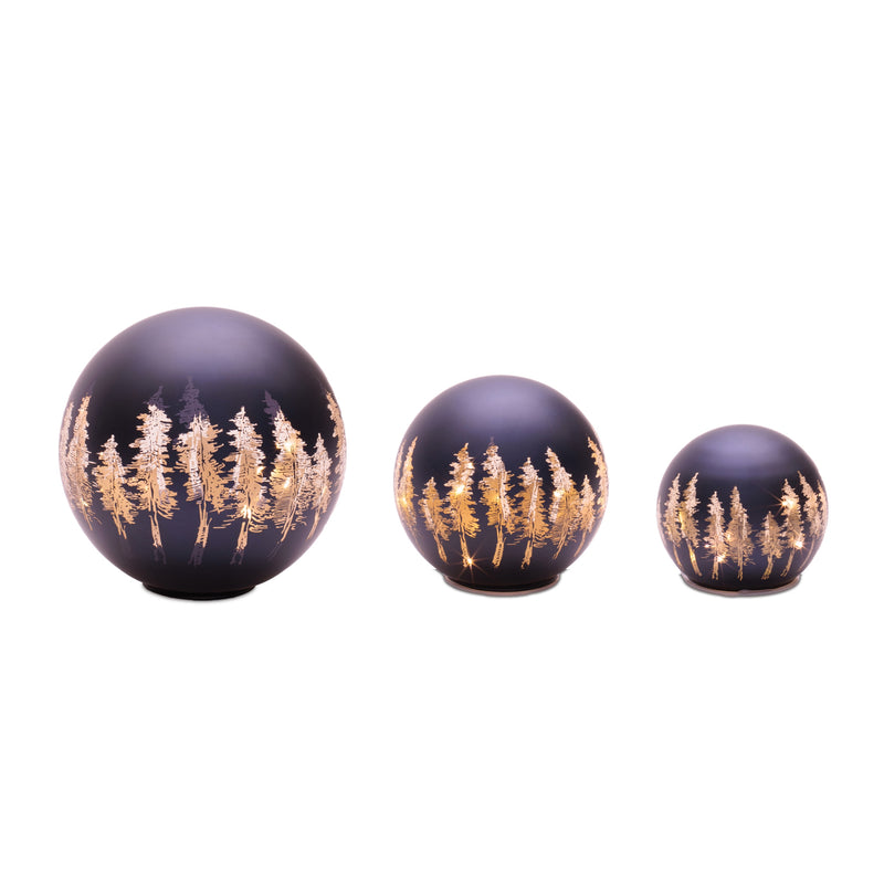 Purple and Gold Lighted Christmas Orbs