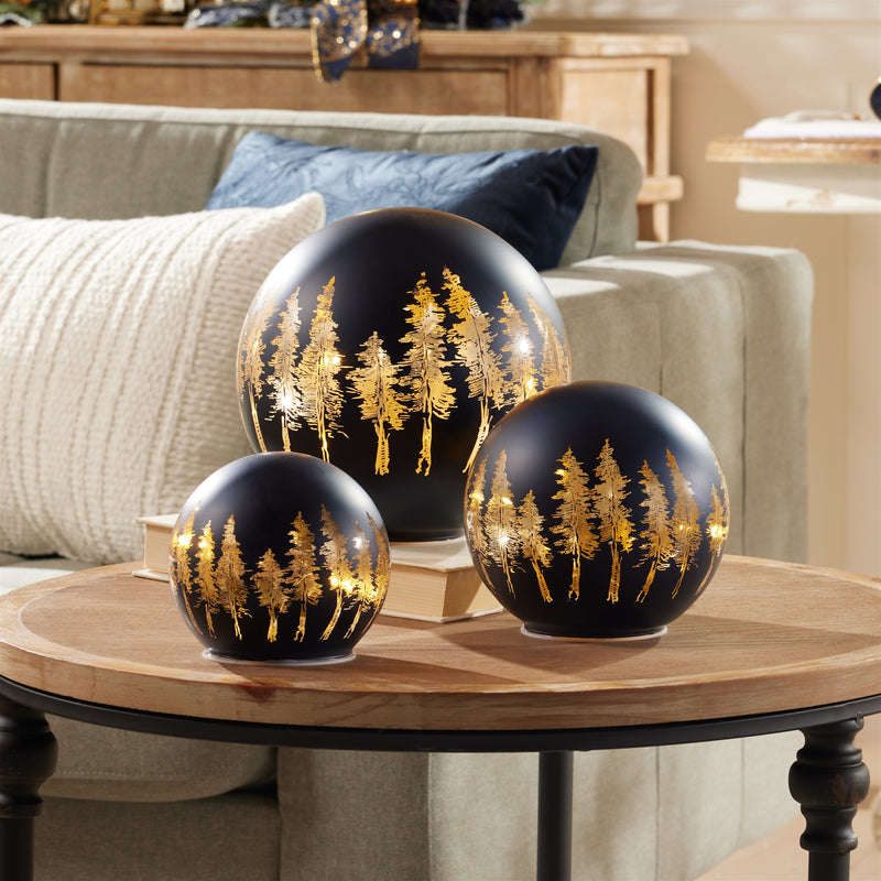 Purple and Gold Lighted Christmas Orbs