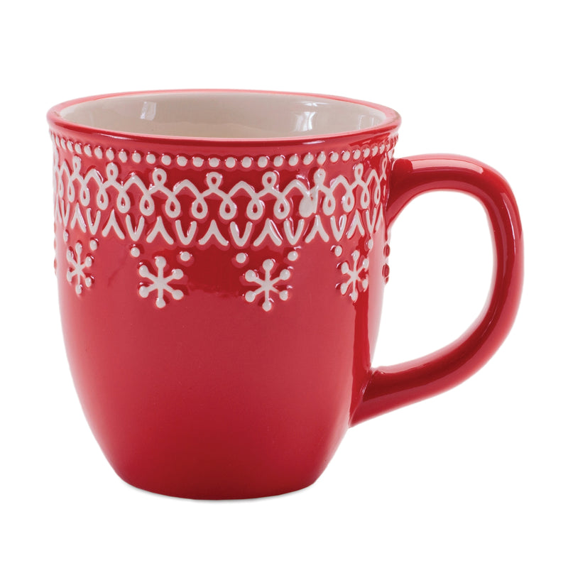 Red and White Snowflake Mug