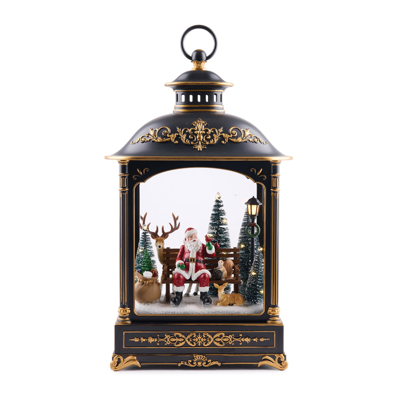 Lighted Lantern with Santa and Animals