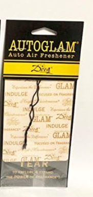 Packaging of Tyler Auto Glam Car Air Freshener with luxurious gold and black design, featuring text and brand branding.