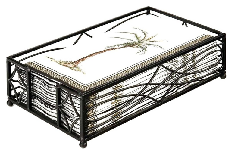 Decorative metal bench with natural branch design on a white background