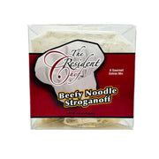 Box of 'The Resident Chef' Beefy Noodle Stroganoff mix on a white background