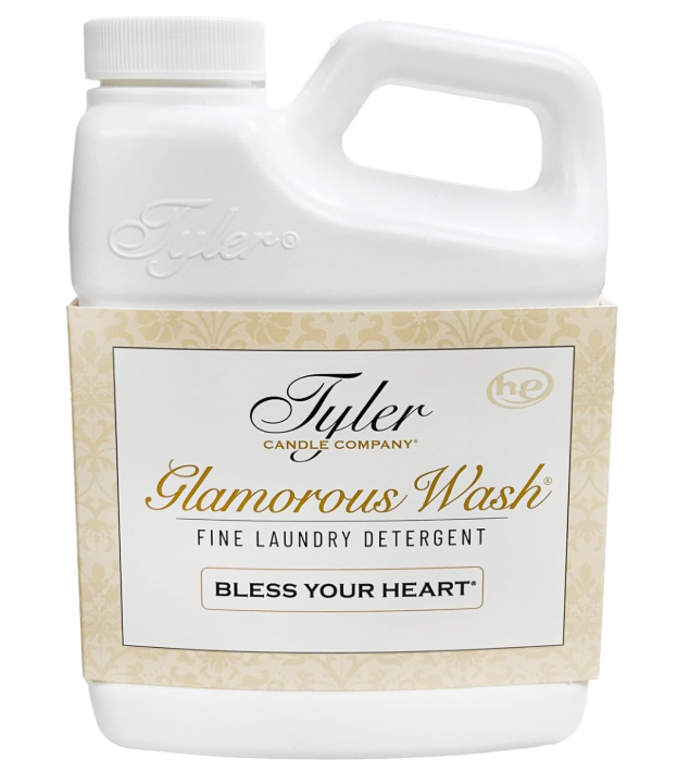 Tyler Candle Company Glamorous Wash laundry detergent bottle with label on a white background