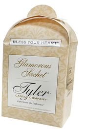 Glamorous Sachet packaging from Tyler Candle Company on a white background