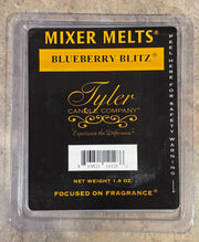 Tyler Candle Company Mixer Melts Blueberry Blitz packaging on a gray background