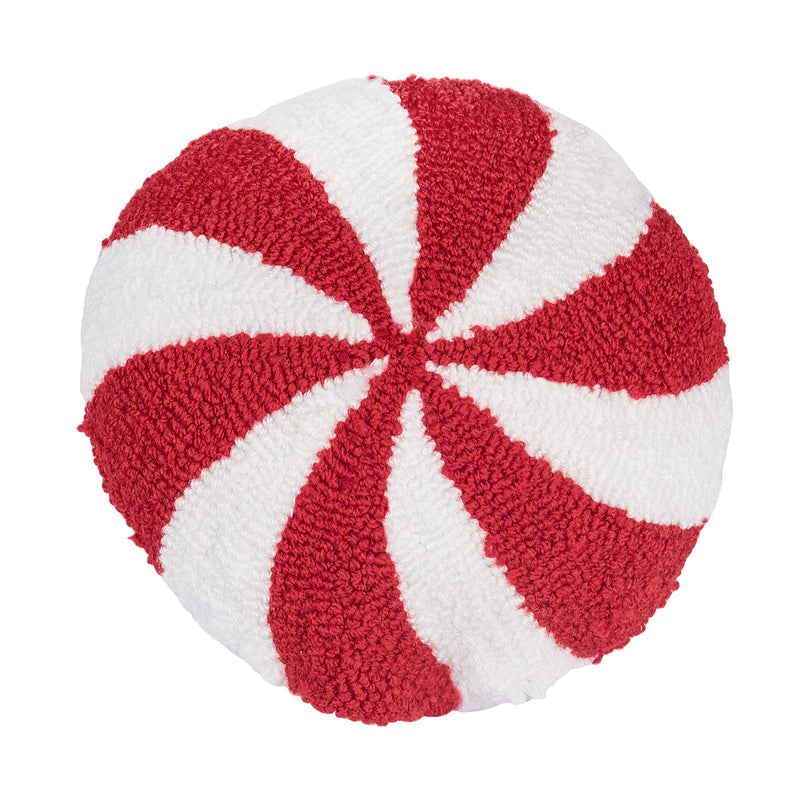 Round Peppermint Hooked Mini Pillow