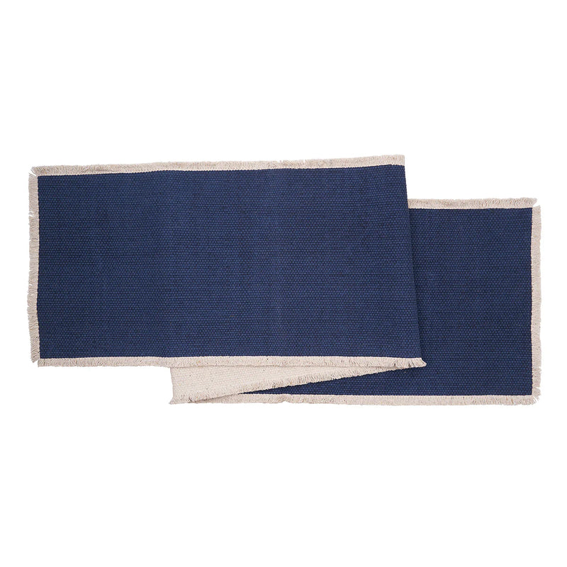 Fringed Table Linens - Indigo