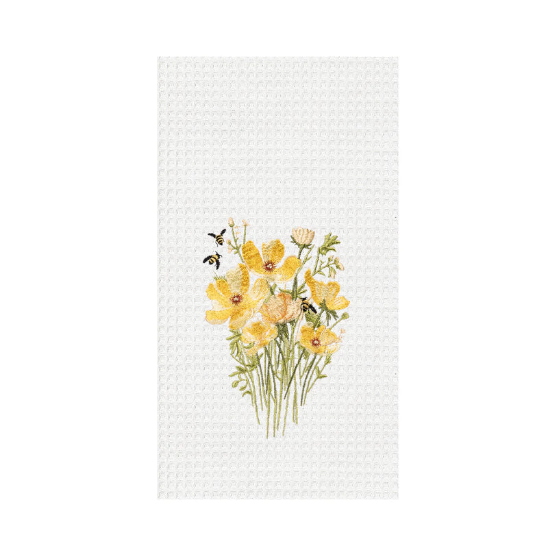 Honey Bee and Yellow Floral Kitchen Towel