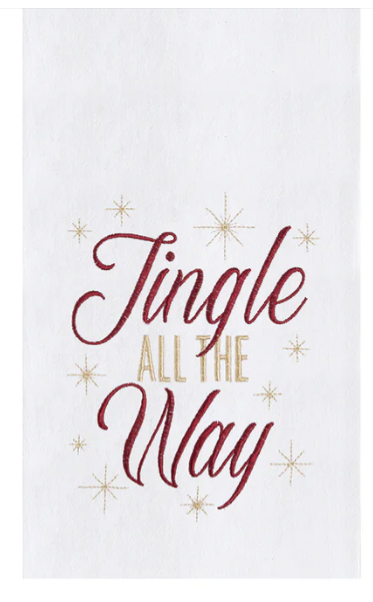 Text 'Jingle All The Way' with decorative stars on a white background