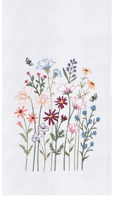 Botanical Blooms Bee Flour Sack Kitchen Towel