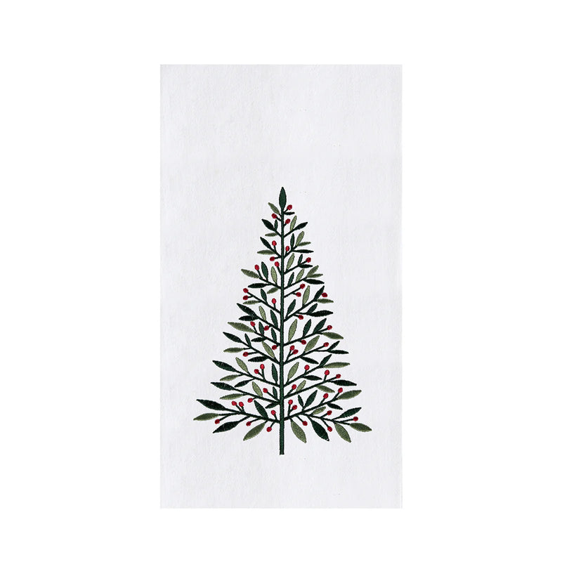 Decorative towel with a Christmas tree design on a white background