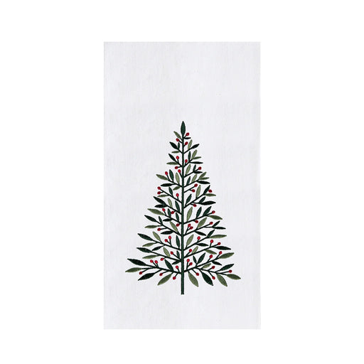 Decorative towel with a Christmas tree design on a white background