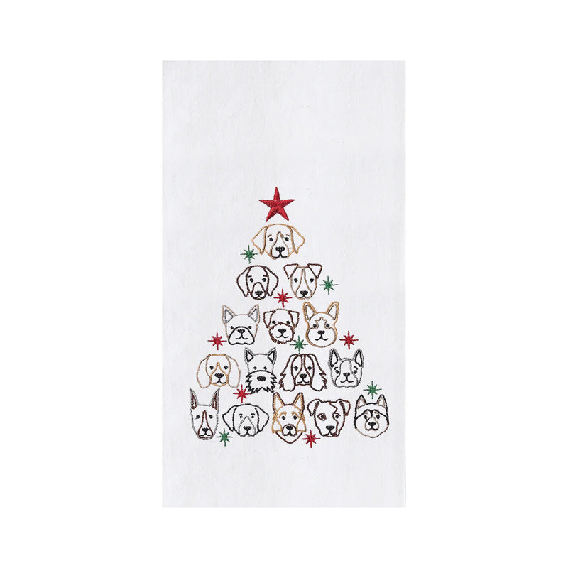 Dog Face Christmas Tree Kitchen Towel