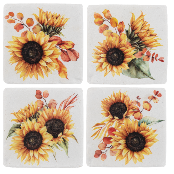 Fall Sunflower & Eucalyptus Coaster