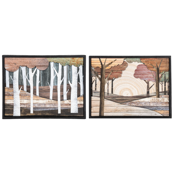 Wood Slat Fall Scene Wall Art