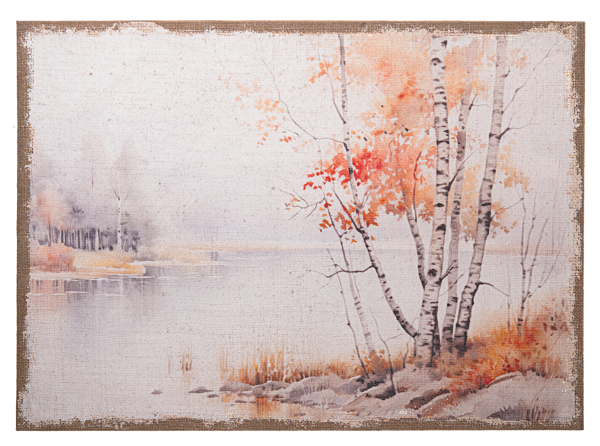 Autumn Landscape on Burlap Print